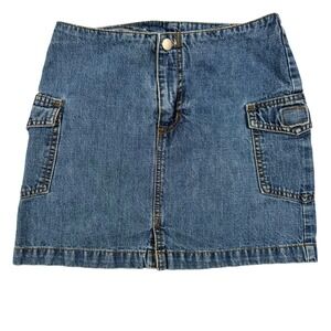 Vintage dELiA*s Denim Cargo Mini Skirt Medium Wash Y2K Size 1/2